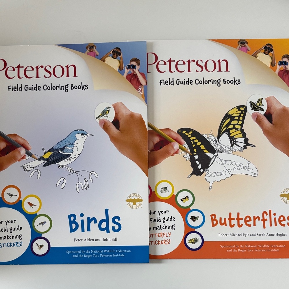 2 NEW Peterson Field Guide Coloring Books - Birds & Butterflies with  stickers🦋
